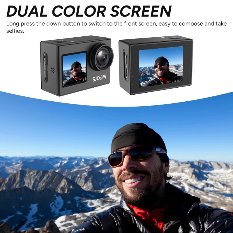 Dual Screen-SJ4000 SJCAM Helme - مراجعة Drone Camera Action وسعره