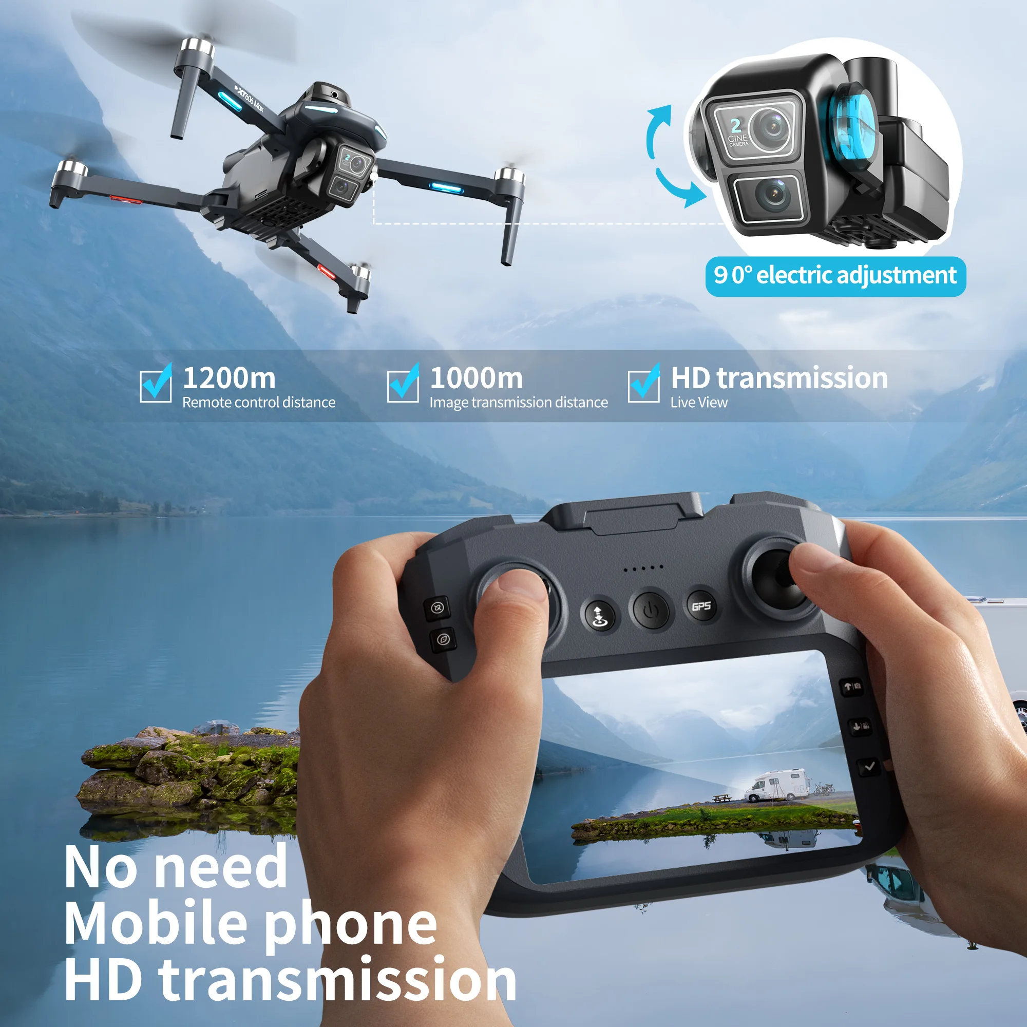 Lenovo XT606 MAX GPS Drone 4k  - مراجعة Drone Camera Thermal وسعره